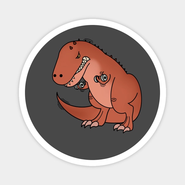 Funny T Rex lifting weights, Funny Dinosaur Magnet by logiamerch
